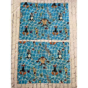 Vintage '96 Looney Tunes Space Jam Warner Bros Set 2 Standard Pillowcases‎ Shams